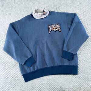 Vintage DENVER BRONCOS Blue/Gray Turtleneck Crewneck Sweatshirt Retro Wmns M/L